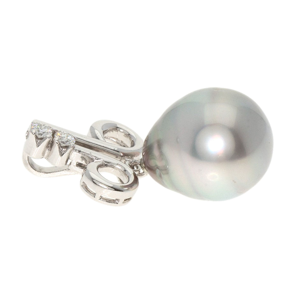 MIKIMOTO   Pendant top Pearl Pearl Diamond K14 White Gold Ladies