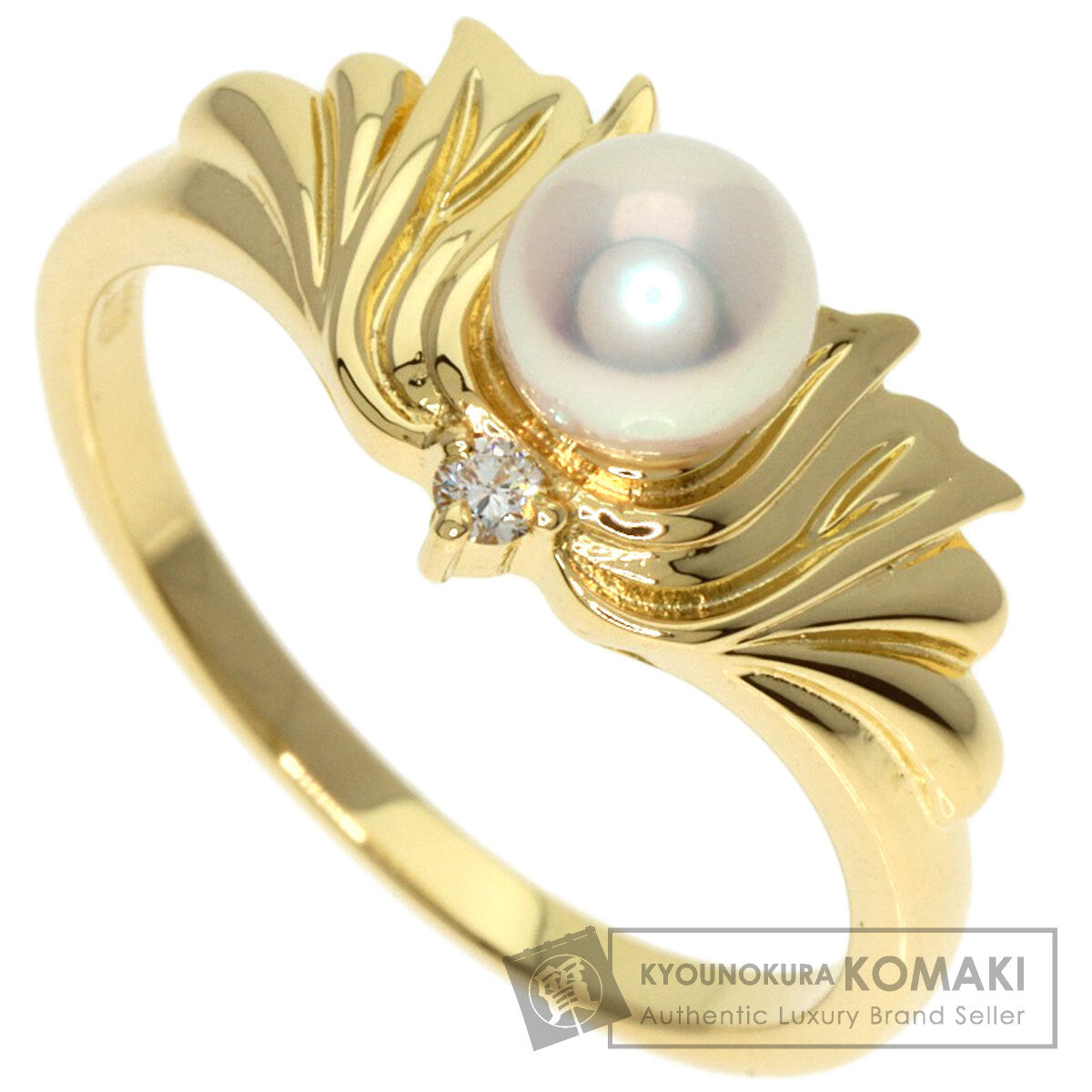 MIKIMOTO   Ring Baby Pearl Pearl 1P Diamond K18 Yellow Gold Ladies