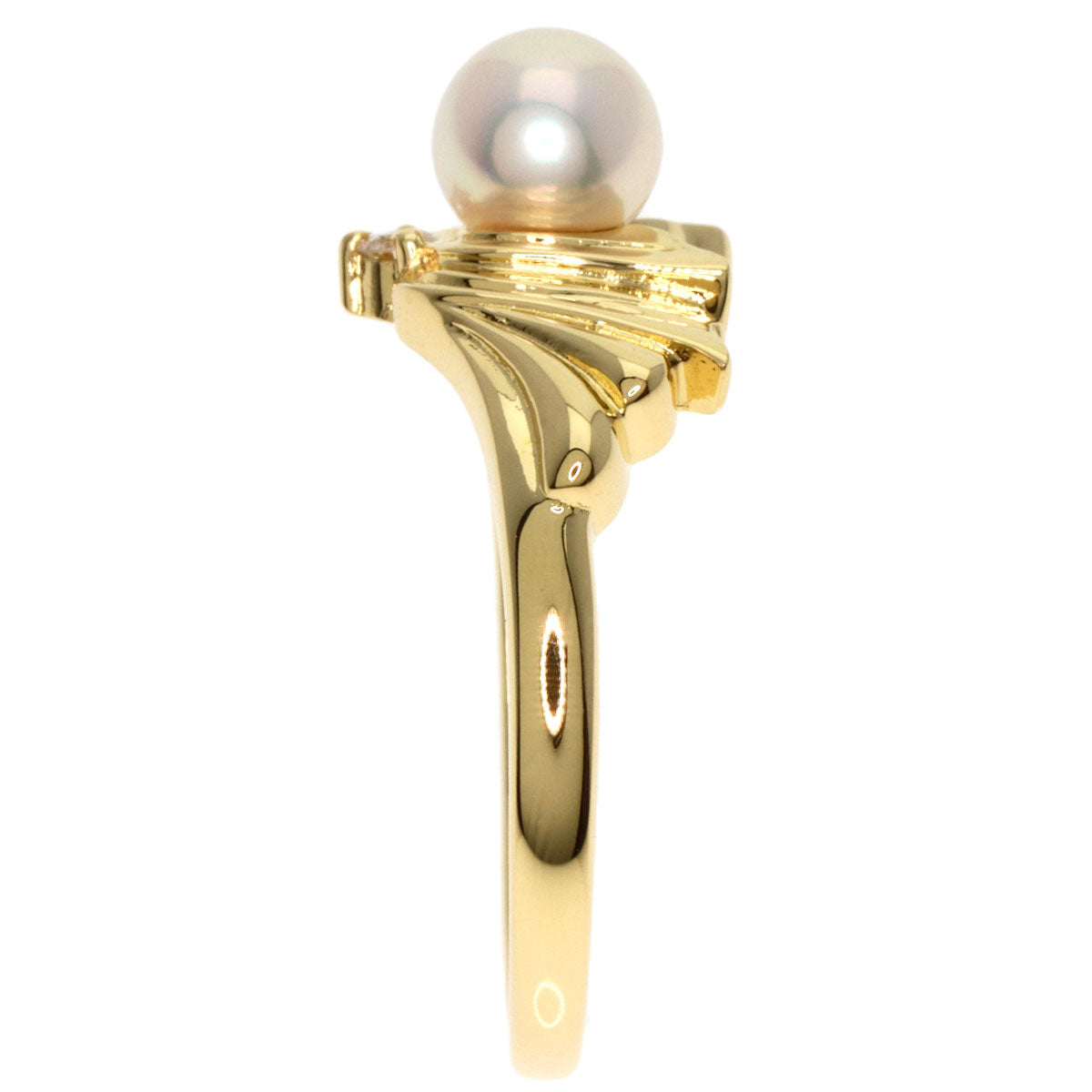 MIKIMOTO   Ring Baby Pearl Pearl 1P Diamond K18 Yellow Gold Ladies