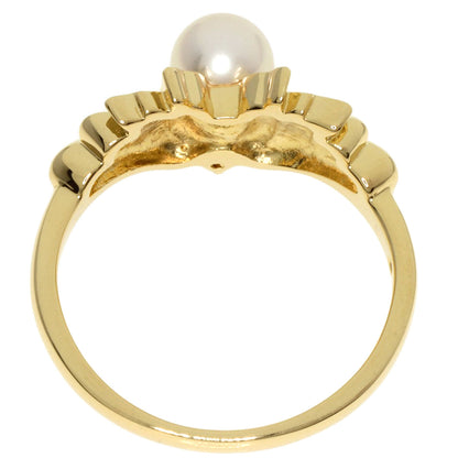 MIKIMOTO   Ring Baby Pearl Pearl 1P Diamond K18 Yellow Gold Ladies