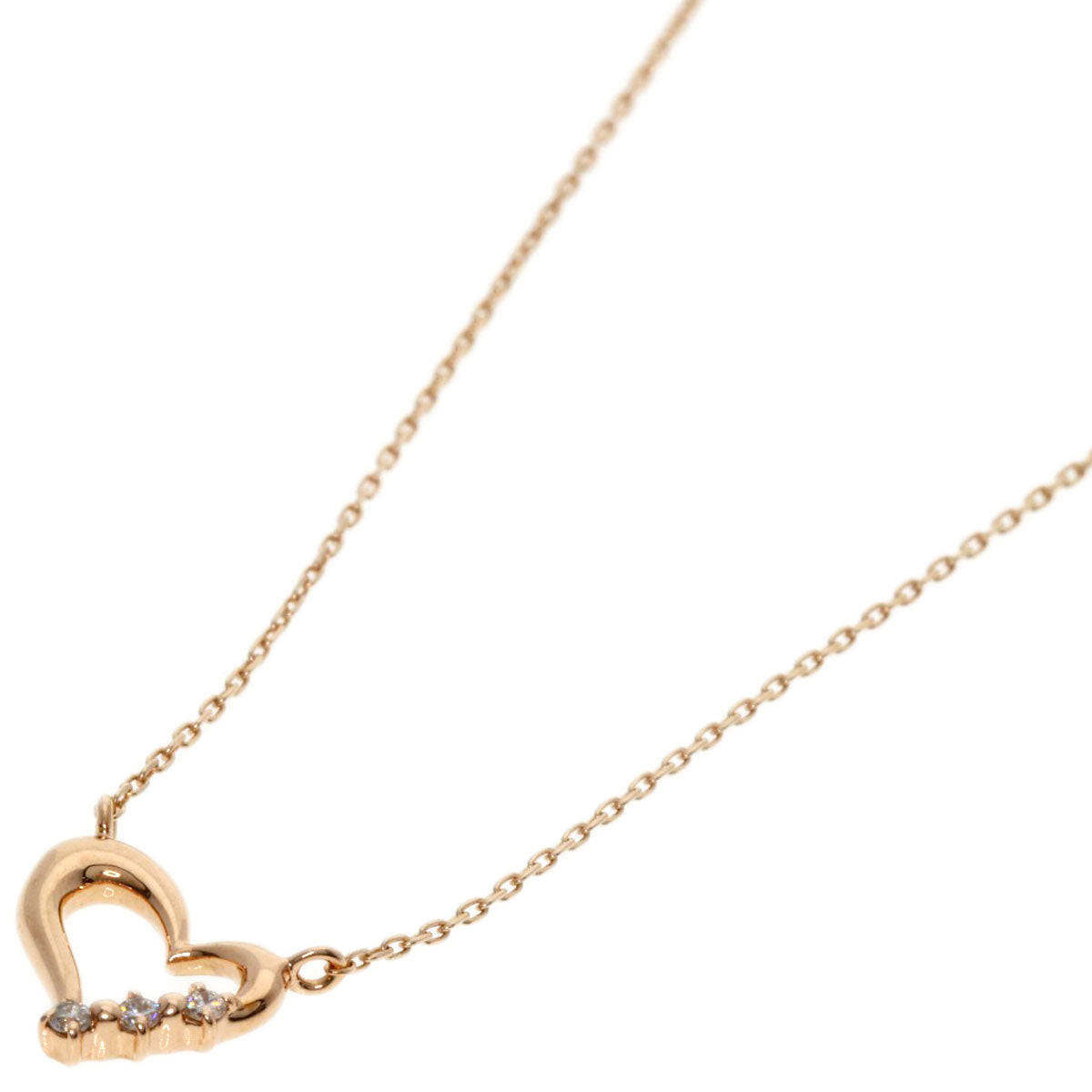 4℃   Necklace Canal Yondo Sea Diamond Heart Motif K10 Pink Gold Ladies