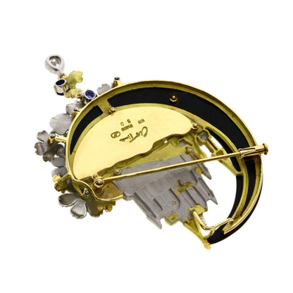 NOBUKO ISHIKAWA   Brooch as Time Mont Saint Michel K18 Yellow Gold PT900Ladies