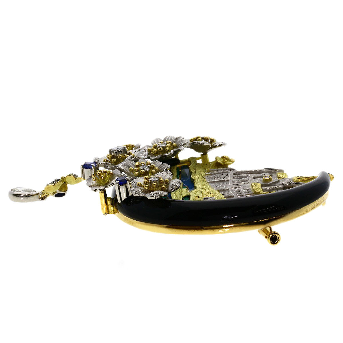 NOBUKO ISHIKAWA   Brooch as Time Mont Saint Michel K18 Yellow Gold PT900Ladies