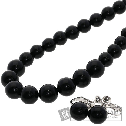 Jet black ball Earring set Necklace   g　Ladies