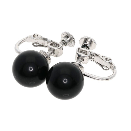 Jet black ball Earring set Necklace   g　Ladies