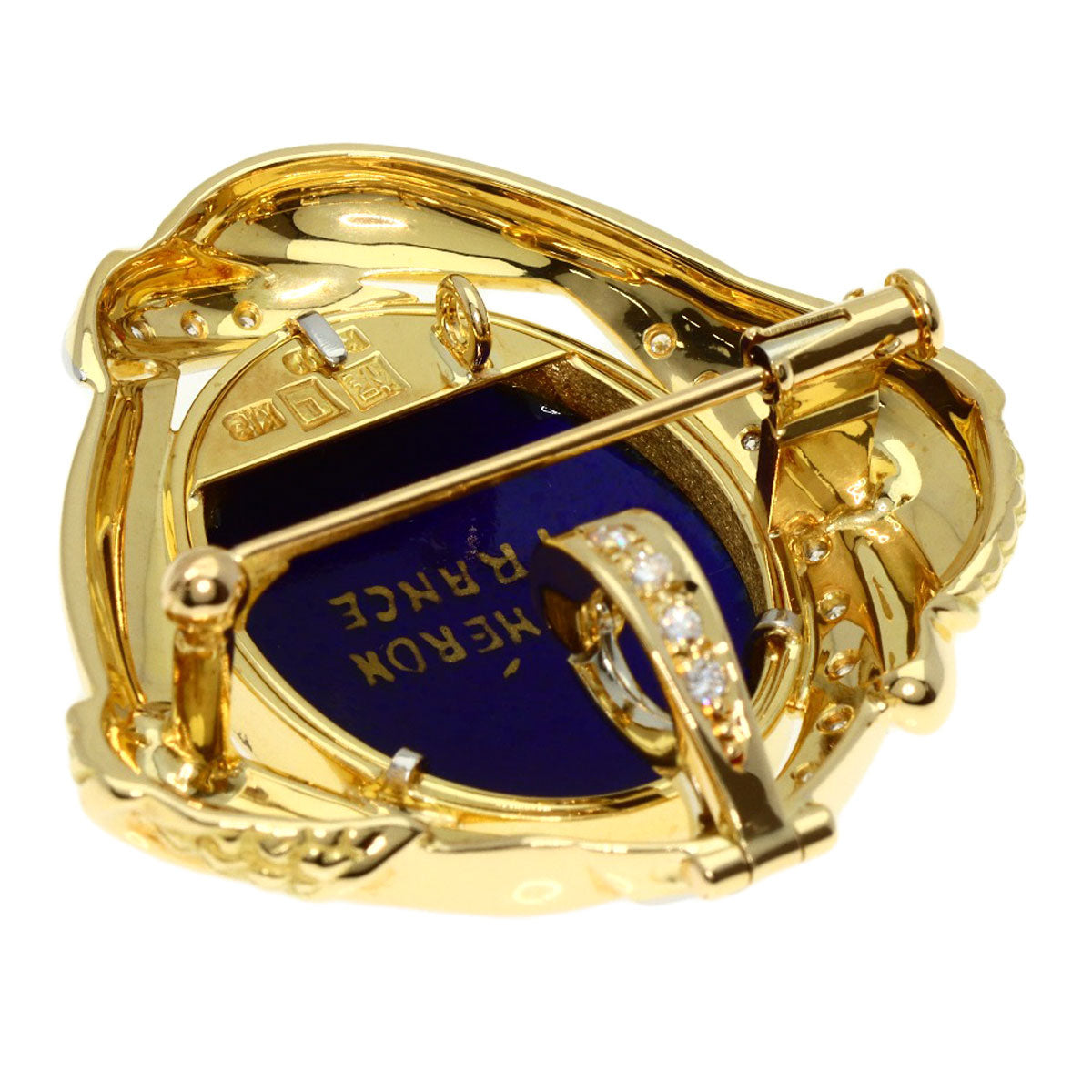 MITSUO KAJI Enamel Cloisonné Diamond Brooch K18 Yellow Gold PT900Ladies [Used]