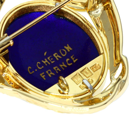 MITSUO KAJI Enamel Cloisonné Diamond Brooch K18 Yellow Gold PT900Ladies [Used]