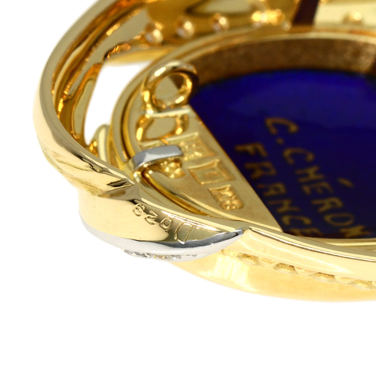 MITSUO KAJI Enamel Cloisonné Diamond Brooch K18 Yellow Gold PT900Ladies [Used]