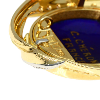 MITSUO KAJI Enamel Cloisonné Diamond Brooch K18 Yellow Gold PT900Ladies [Used]