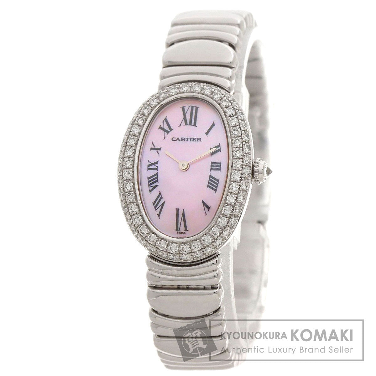 CARTIER Baignoire Bezel Double Diamond Watches WB5097L2 K18 White Gold/K18 White Gold Ladies