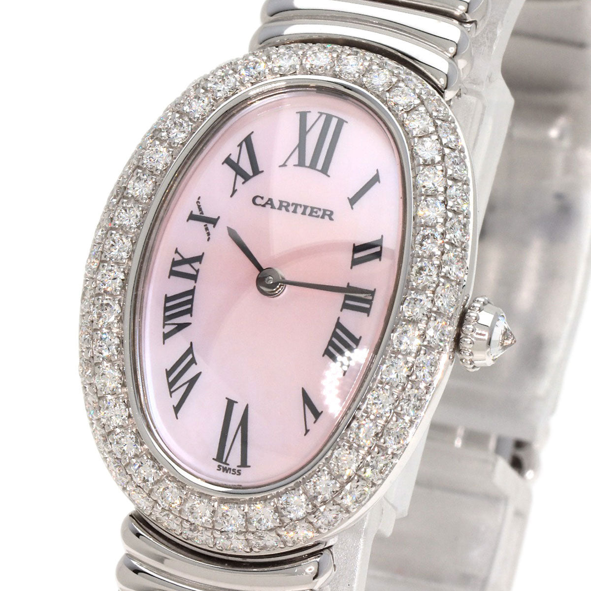 CARTIER Baignoire Bezel Double Diamond Watches WB5097L2 K18 White Gold/K18 White Gold Ladies