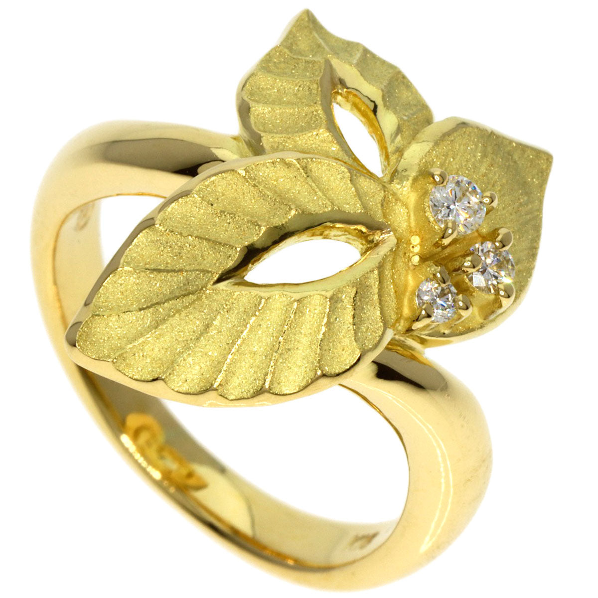 SHUN TAMURA Diamond gardenia motif Ring K18 Yellow Gold Ladies [Used]