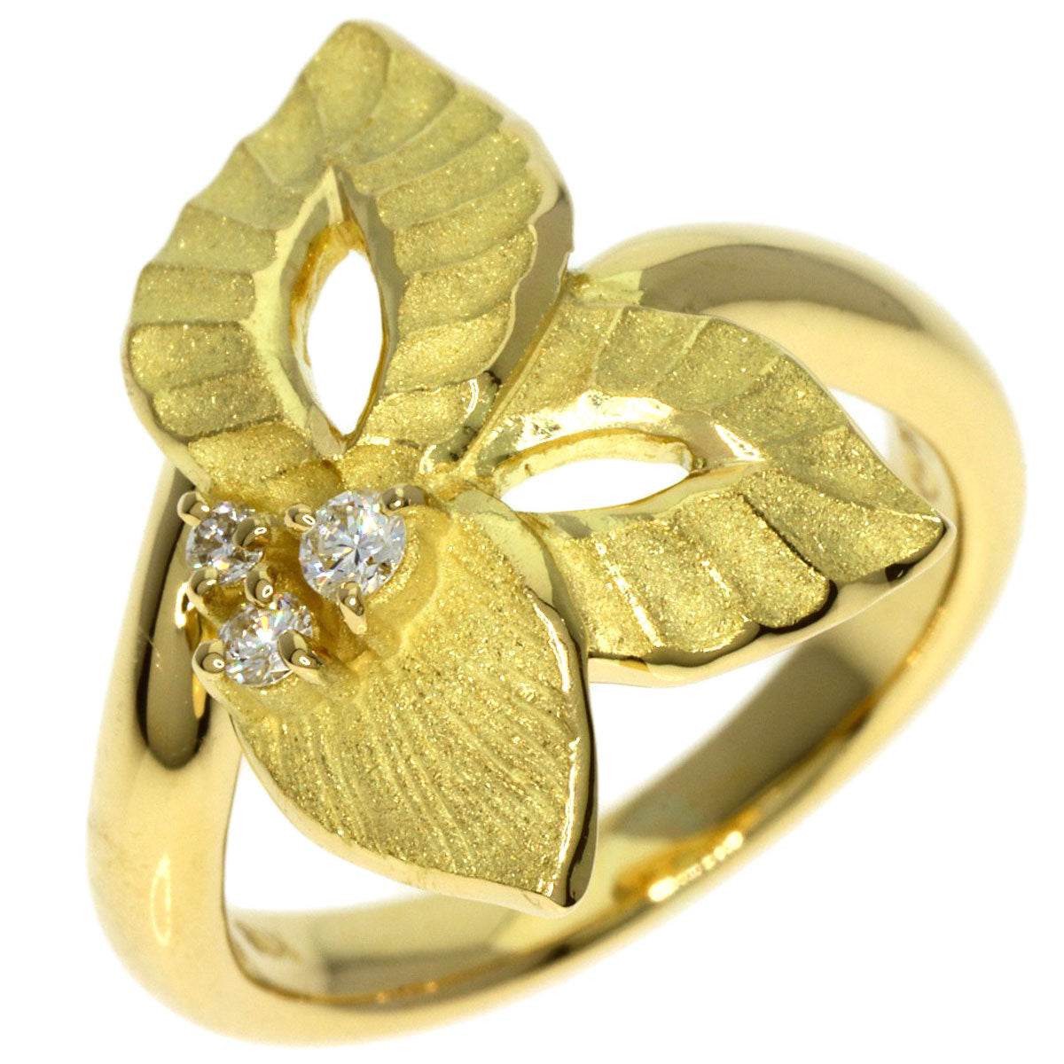 SHUN TAMURA Diamond gardenia motif Ring K18 Yellow Gold Ladies [Used]