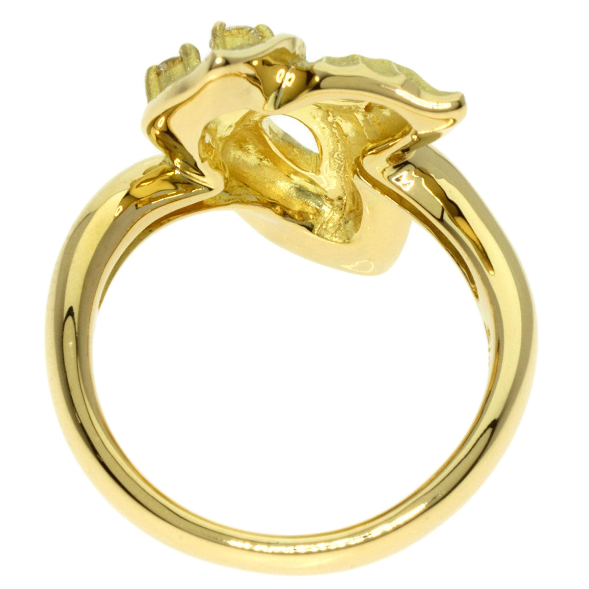 SHUN TAMURA Diamond gardenia motif Ring K18 Yellow Gold Ladies [Used]