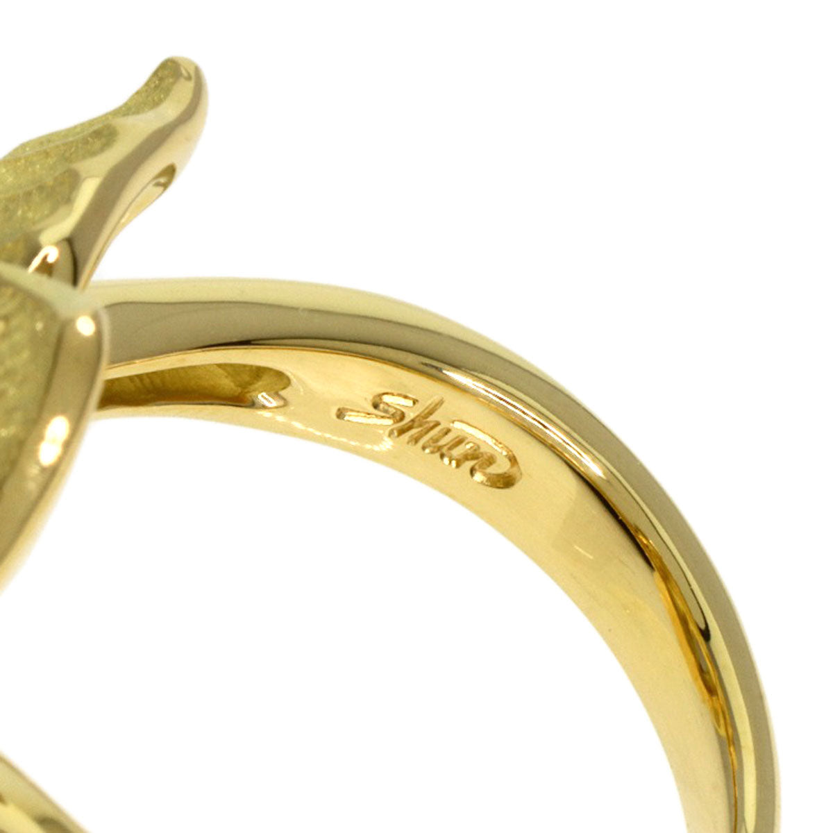 SHUN TAMURA Diamond gardenia motif Ring K18 Yellow Gold Ladies [Used]