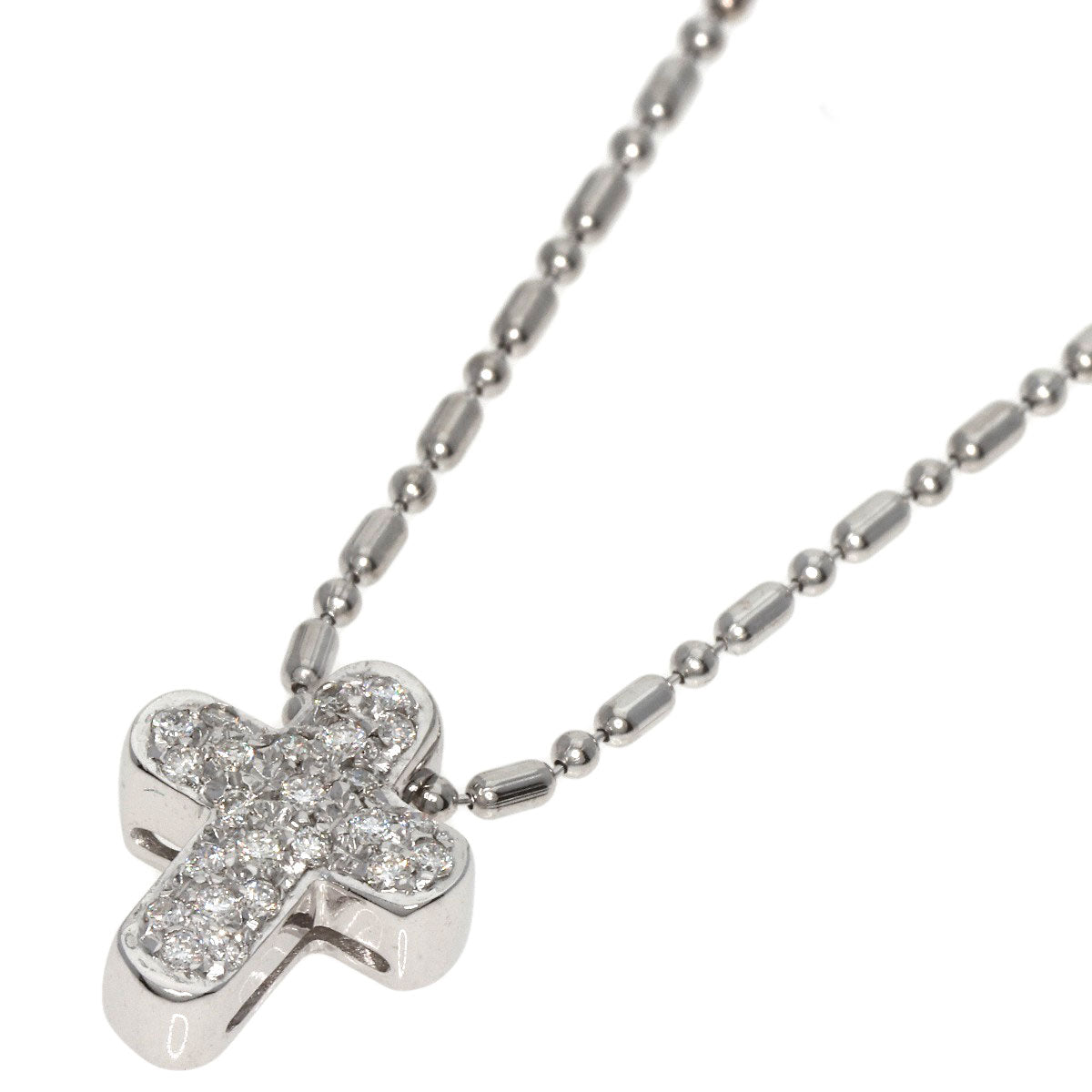 STAR JEWELRY Cross diamond Necklace K18 White Gold Ladies [Used]