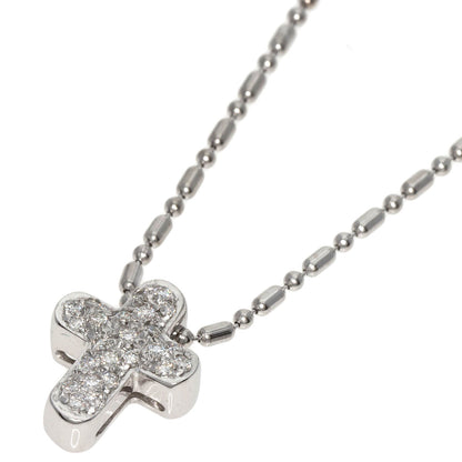 STAR JEWELRY Cross diamond Necklace K18 White Gold Ladies [Used]
