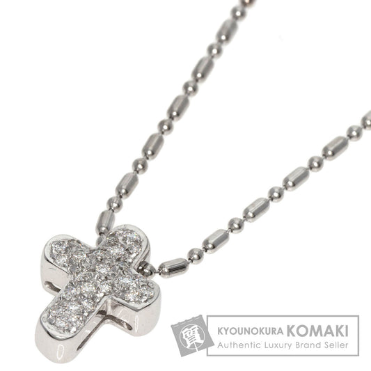 STAR JEWELRY Cross diamond Necklace K18 White Gold Ladies [Used]