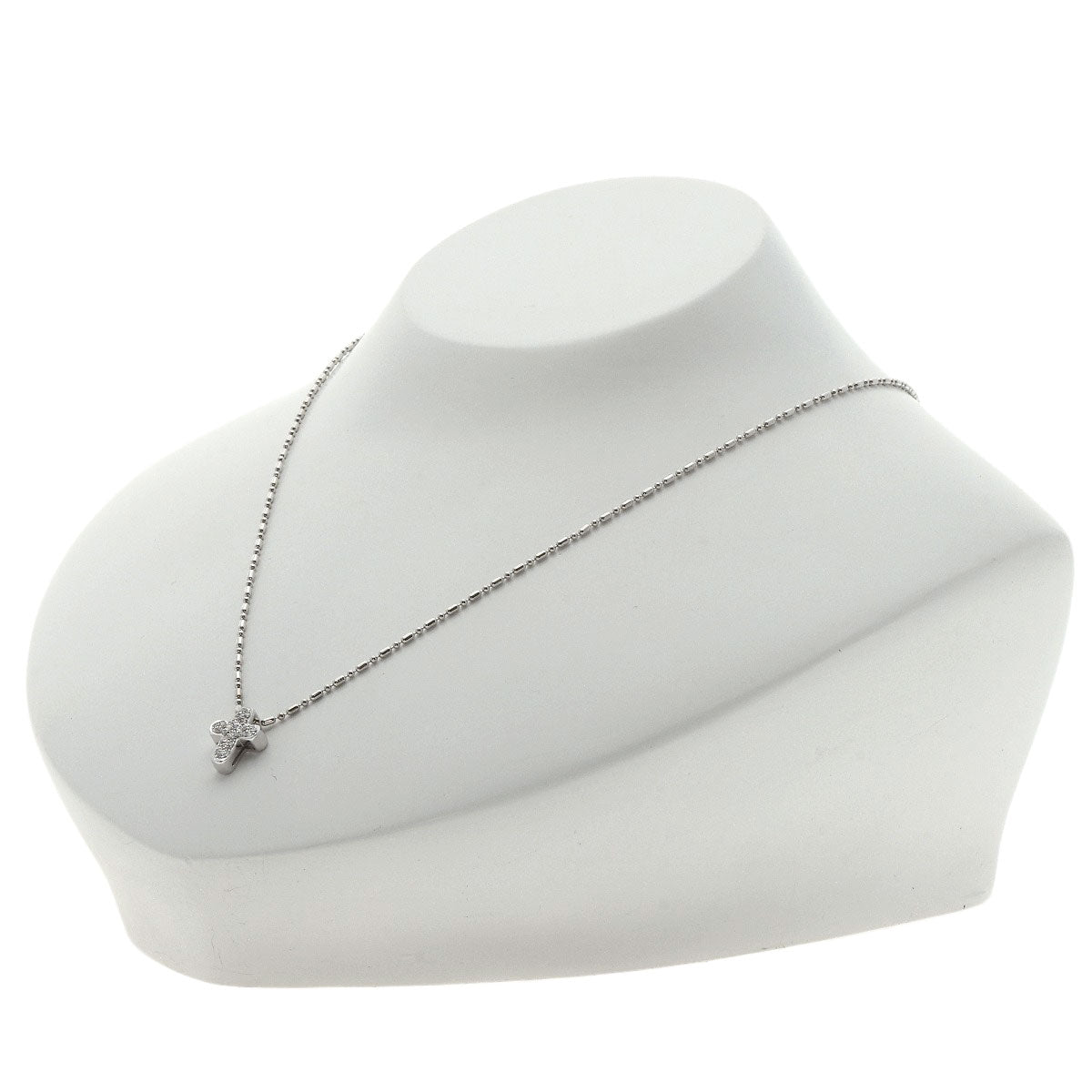 STAR JEWELRY Cross diamond Necklace K18 White Gold Ladies [Used]