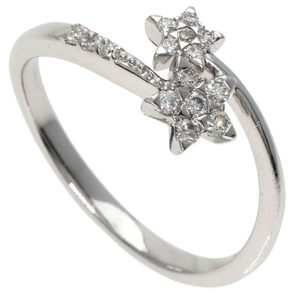 STAR JEWELRY Diamond Twin Star Spiral Ring K18 White Gold Ladies [Used]