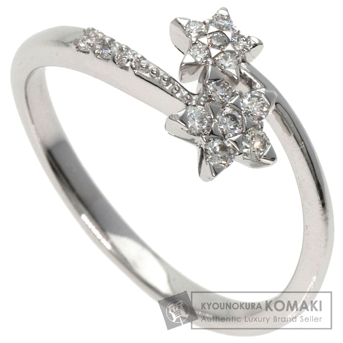 STAR JEWELRY   Ring Diamond Twin Star Spiral K18 White Gold Ladies