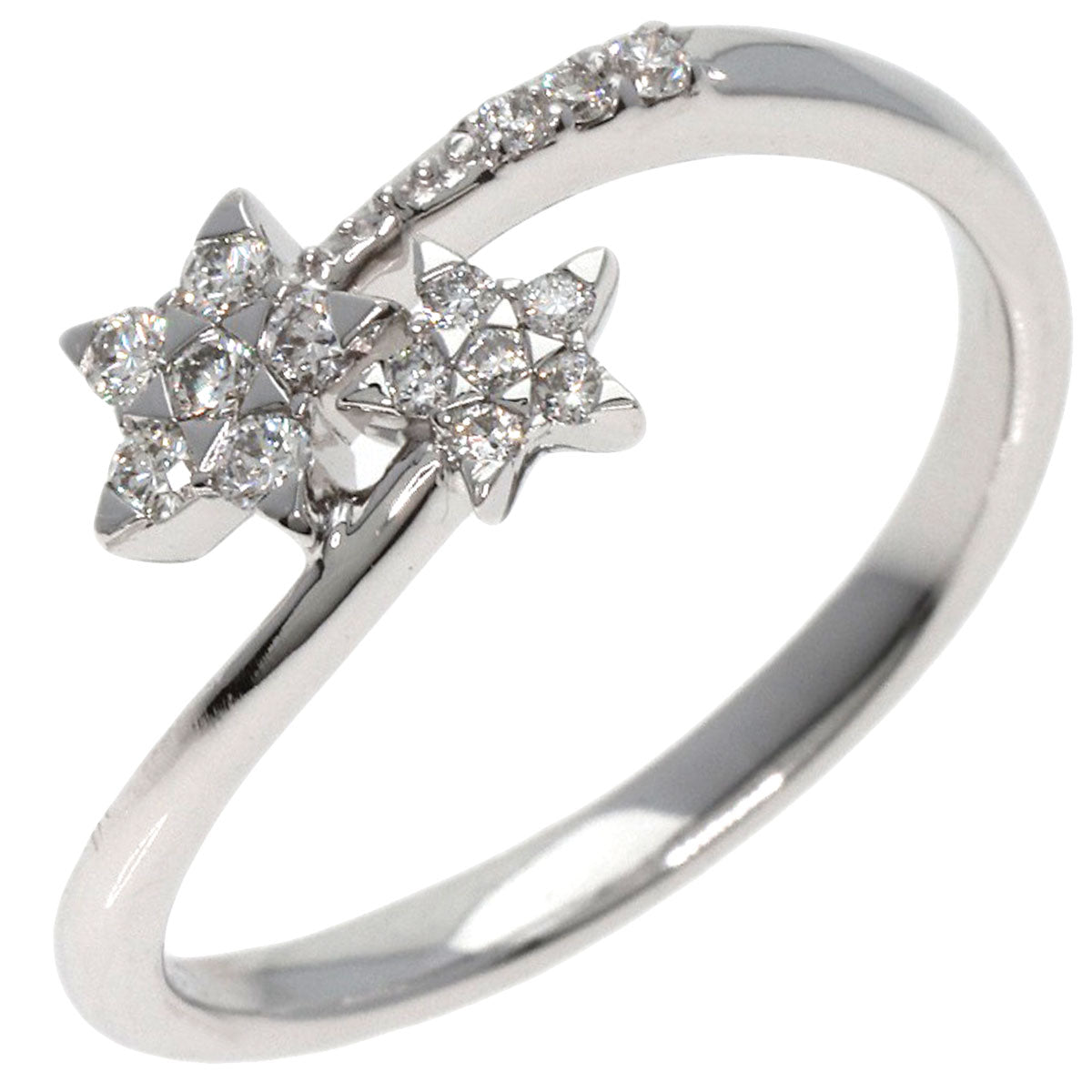 STAR JEWELRY   Ring Diamond Twin Star Spiral K18 White Gold Ladies