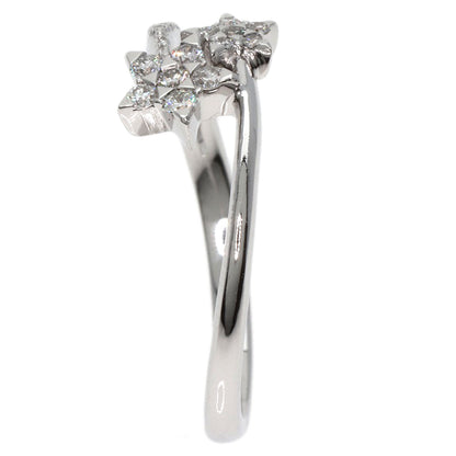 STAR JEWELRY Diamond Twin Star Spiral Ring K18 White Gold Ladies [Used]
