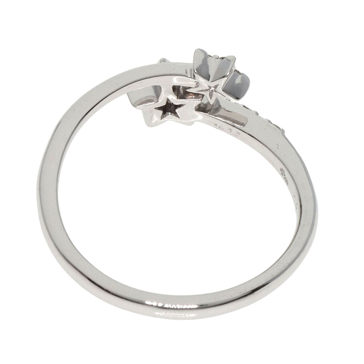 STAR JEWELRY Diamond Twin Star Spiral Ring K18 White Gold Ladies [Used]