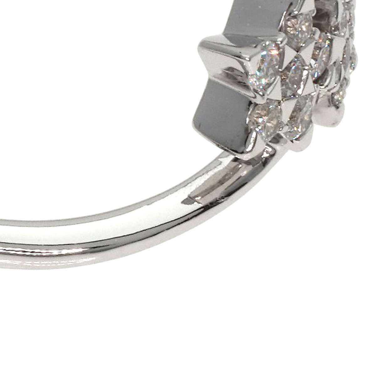 STAR JEWELRY Diamond Twin Star Spiral Ring K18 White Gold Ladies [Used]