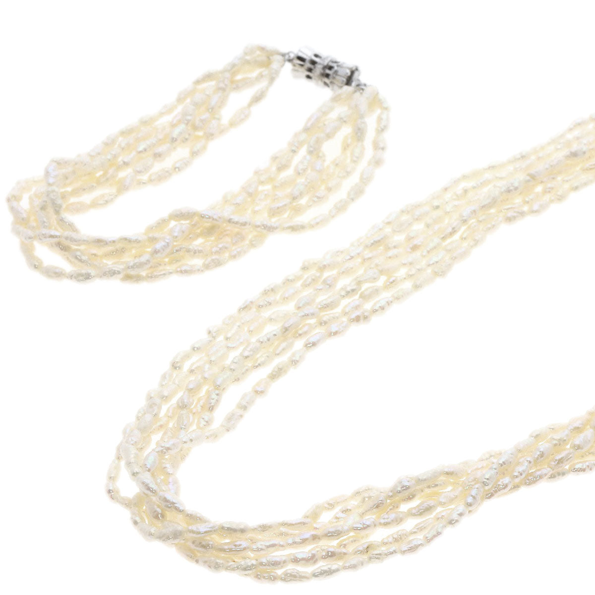 Freshwater Pearl Pearl 7-row bracelet set Necklace Metal g　Ladies