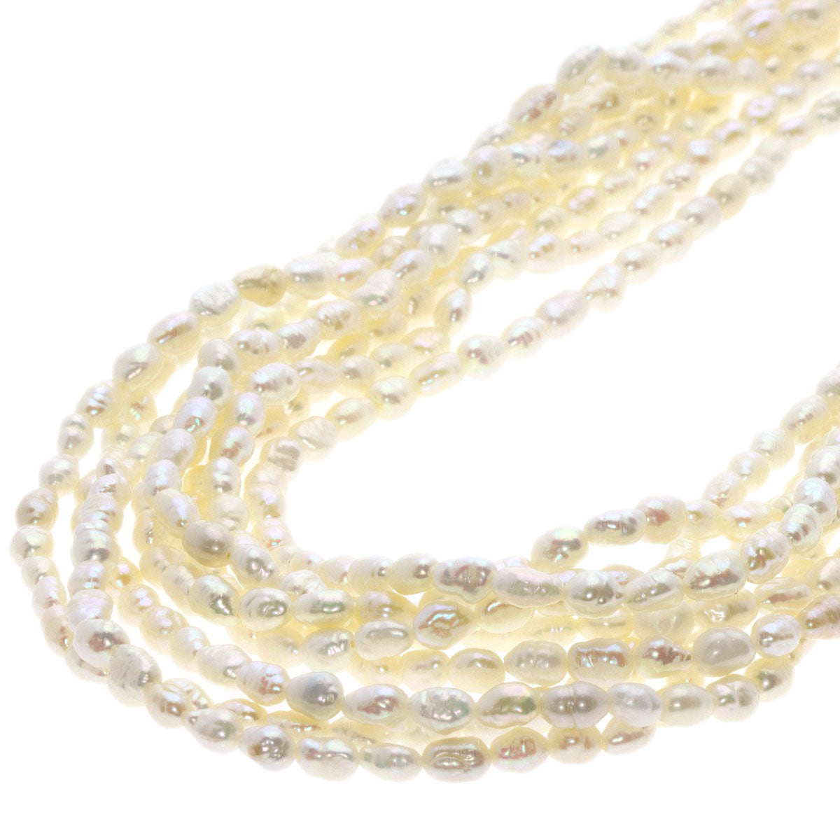 Agate Freshwater Pearl 8 Row Earring Set Necklace Metal g　Ladies