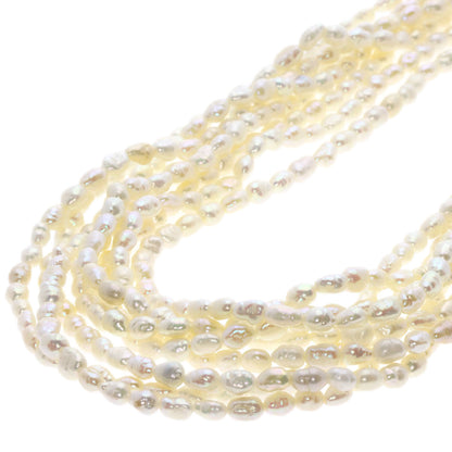 Agate Freshwater Pearl 8 Row Earring Set Necklace Metal g　Ladies