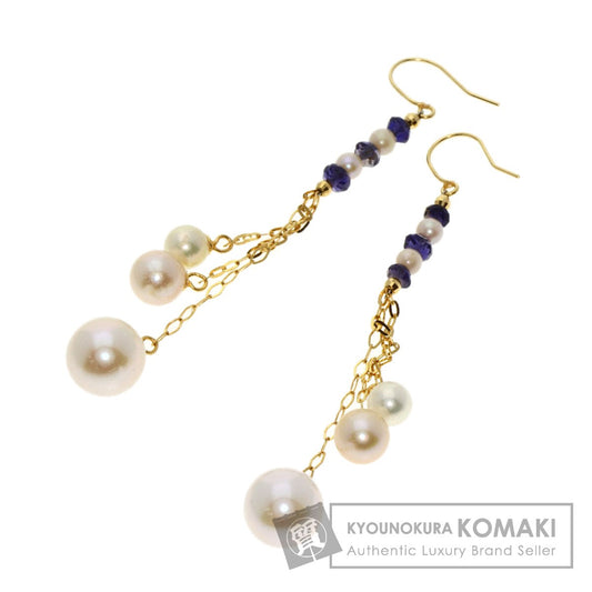 Akoya Pearl Semi-precious stone earring K18 Yellow Gold  2.6g　Ladies