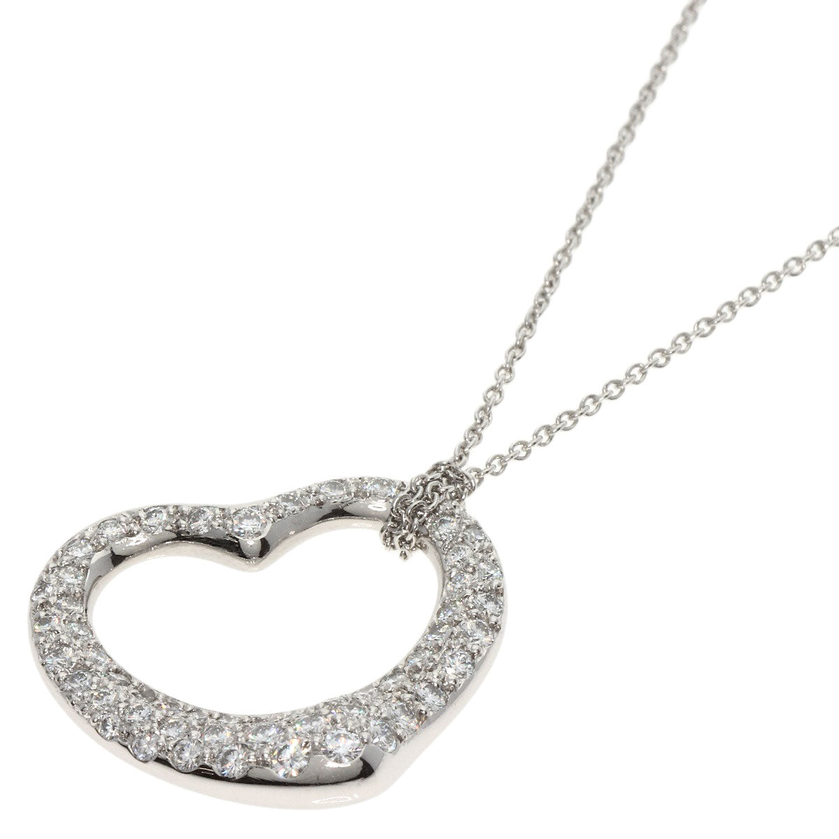 TIFFANY&Co.   Necklace Open Heart Full Pavé Diamond Platinum PT950 Ladies