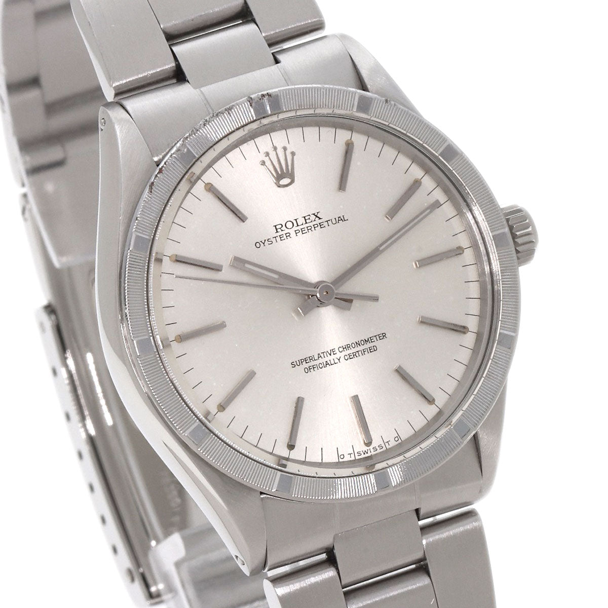 ROLEX Oyster Perpetual 1973 engine turned bezel Watches 1007 Stainless Steel/Stainless Steel mens