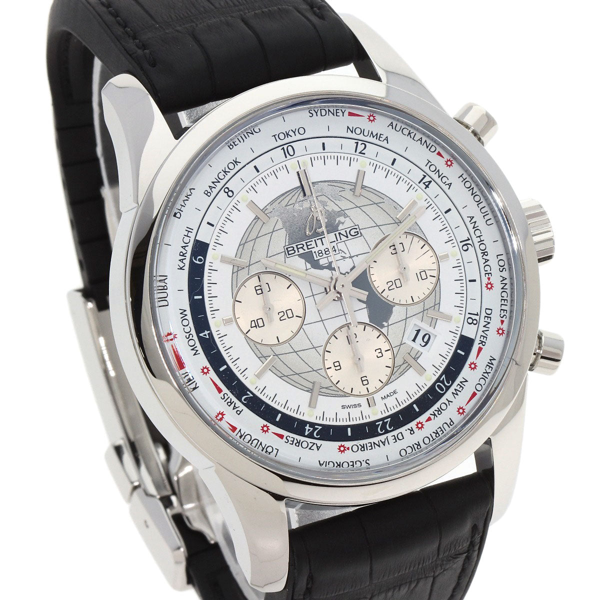 BREITLING Transocean Chronograph Unitime Watches AB0510U0/A790 Stainless Steel/Rubber mens