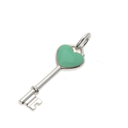 TIFFANY&Co.   Pendant top Heart Key Enamel Charm Silver Ladies