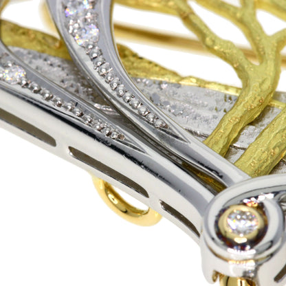 NOBUKO ISHIKAWA as time Tourmaline Sapphire Diamond Brooch Platinum PT900 18K Yellow GoldLadies [Used]