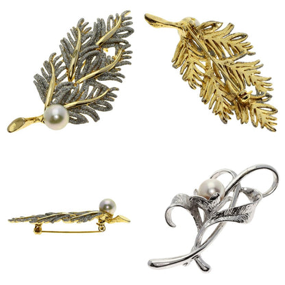 Pearl Pearl Fake Pearl Enamel Brooch 8-piece set Brooch Silver Gold Plated g　Ladies