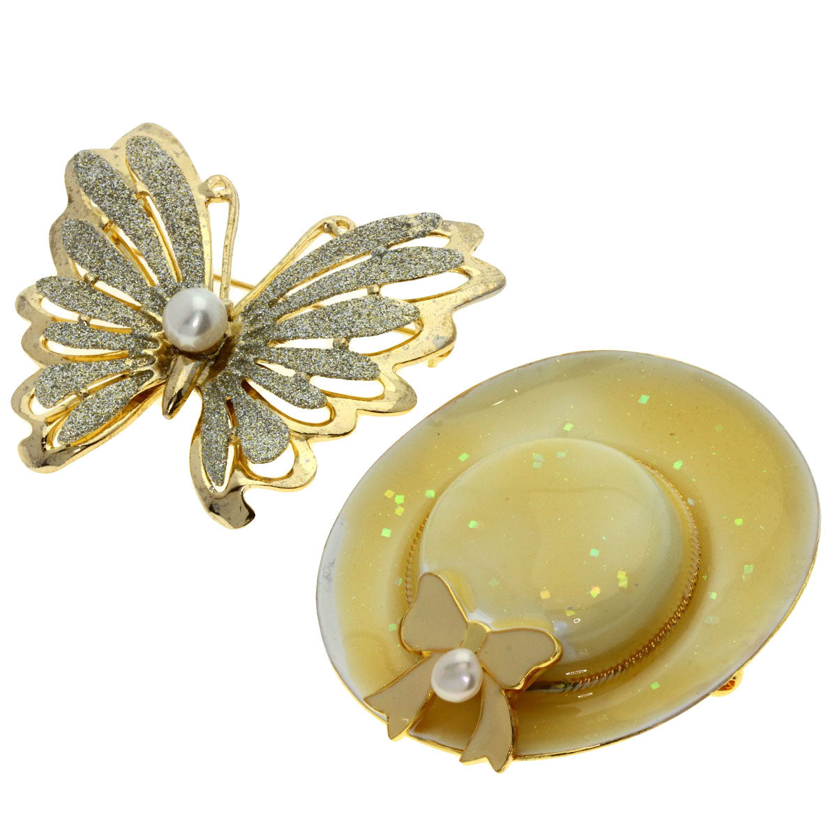 Pearl Pearl Fake Pearl Enamel Brooch 8-piece set Brooch Silver Gold Plated g　Ladies