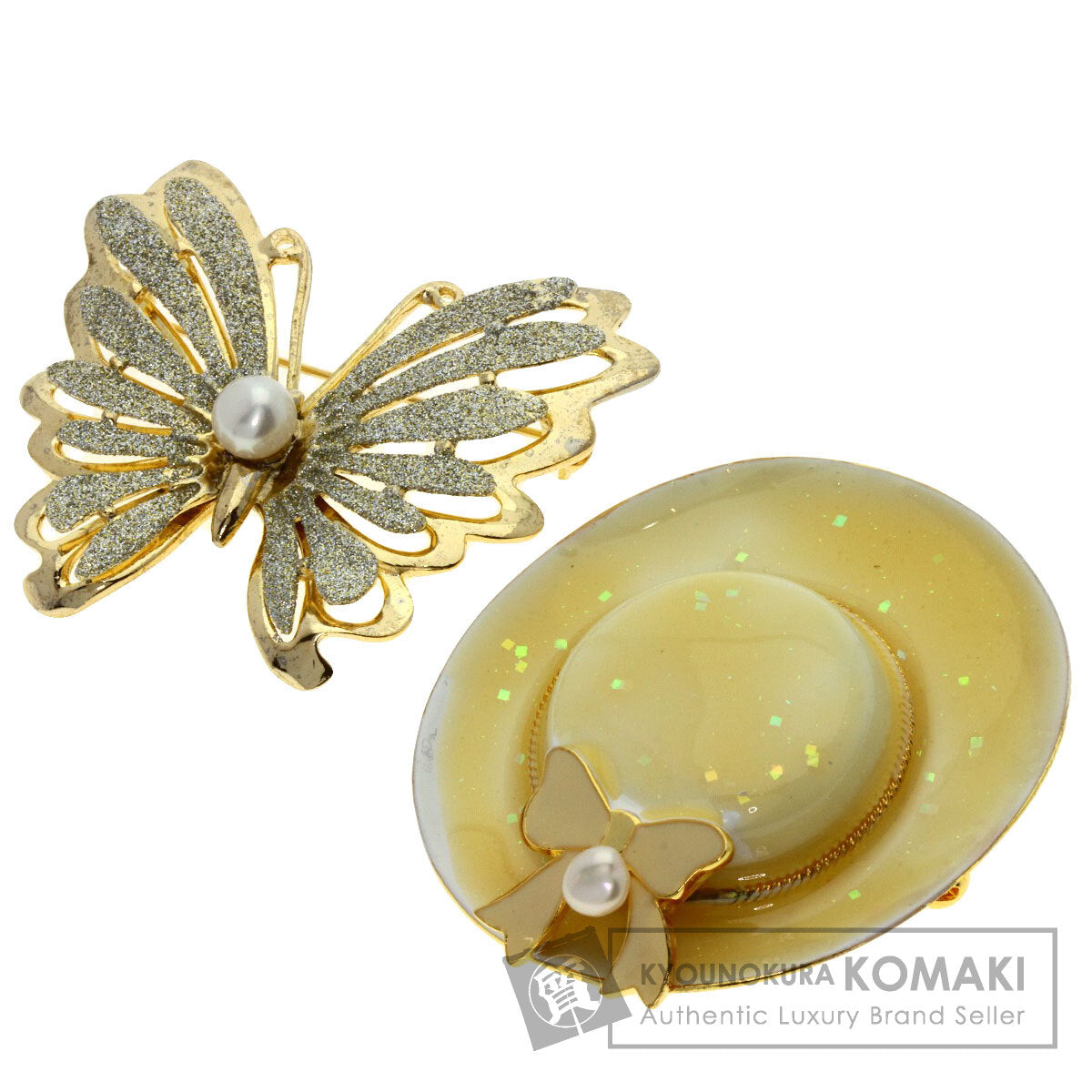 Pearl Pearl Fake Pearl Enamel Brooch 8-piece set Brooch Silver Gold Plated g　Ladies
