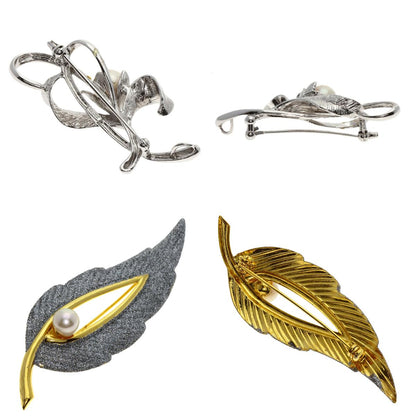 Pearl Pearl Fake Pearl Enamel Brooch 8-piece set Brooch Silver Gold Plated g　Ladies