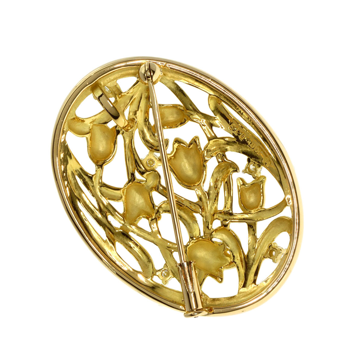 TASAKI   Brooch Tulip motif Diamond K18 Yellow Gold Ladies