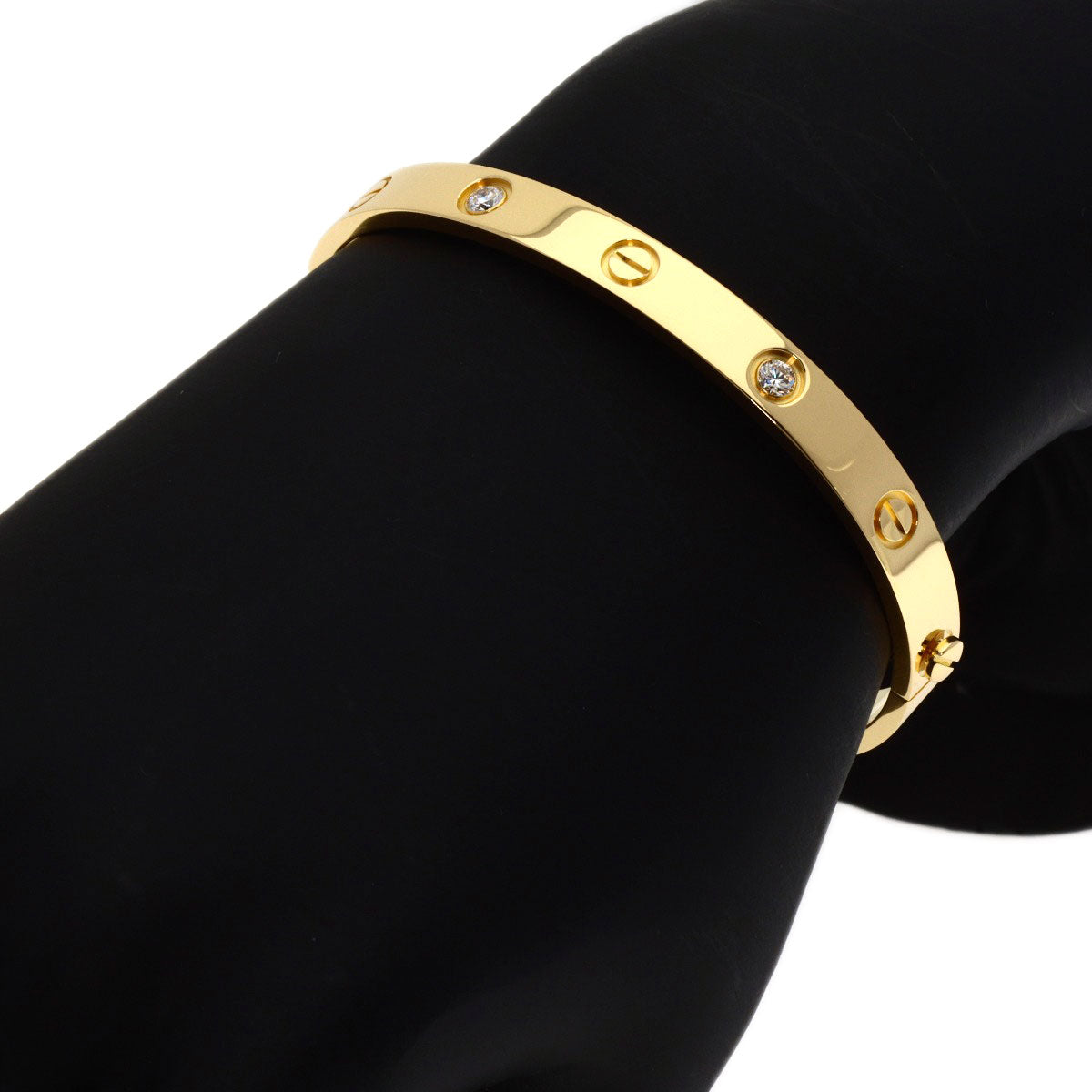 CARTIER   Bracelet LOVE Bracelets Half Diamond with Driver # 17 K18 Yellow Gold Ladies