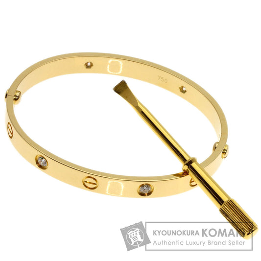 CARTIER   Bracelet LOVE Bracelets Half Diamond with Driver # 17 K18 Yellow Gold Ladies