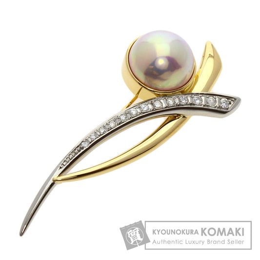 TASAKI   Brooch Mabe Pearl Pearl Diamond Platinum PT900 18K Yellow GoldLadies