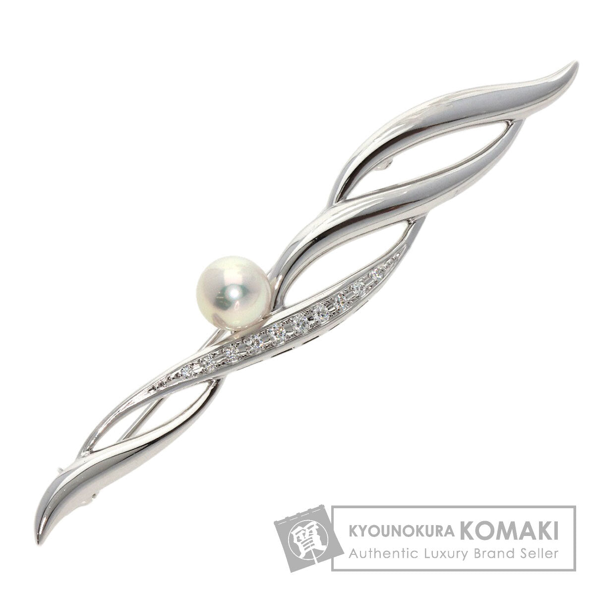 MIKIMOTO   Brooch Akoya Pearl Pearl Diamond K18 White Gold Ladies