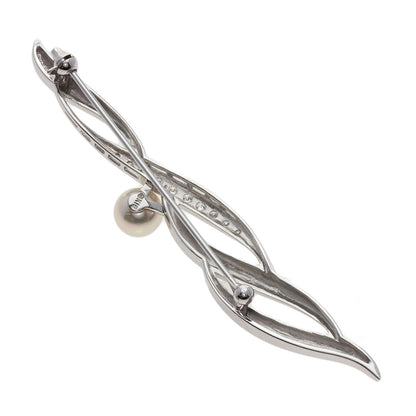 MIKIMOTO   Brooch Akoya Pearl Pearl Diamond K18 White Gold Ladies