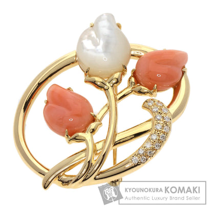 TASAKI   Brooch Coral Coral White Shell Diamond K18 Yellow Gold Ladies