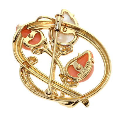 TASAKI   Brooch Coral Coral White Shell Diamond K18 Yellow Gold Ladies